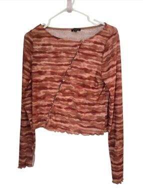 Ribbed Wave-Print Crop Top